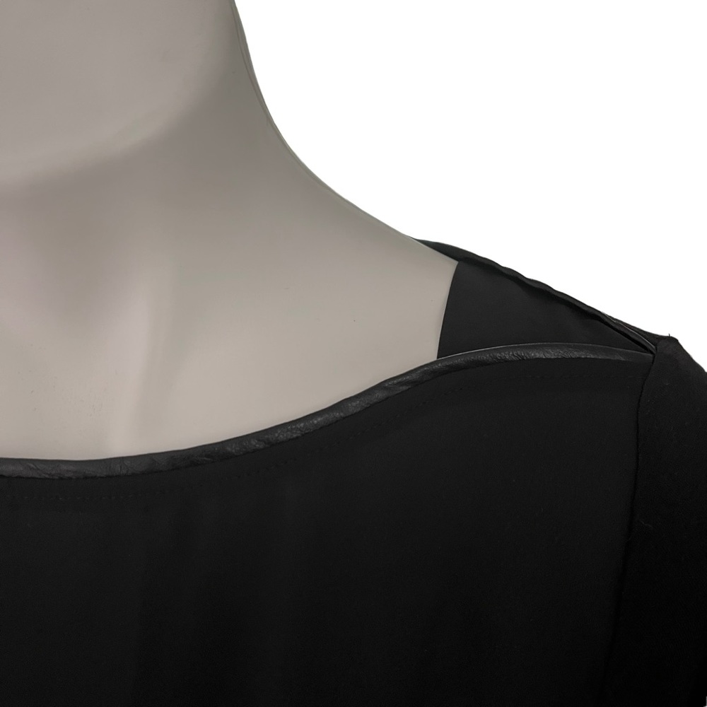 Lola & Sophie Faux Leather Piping Boat Neck Top - Picture 8 of 12